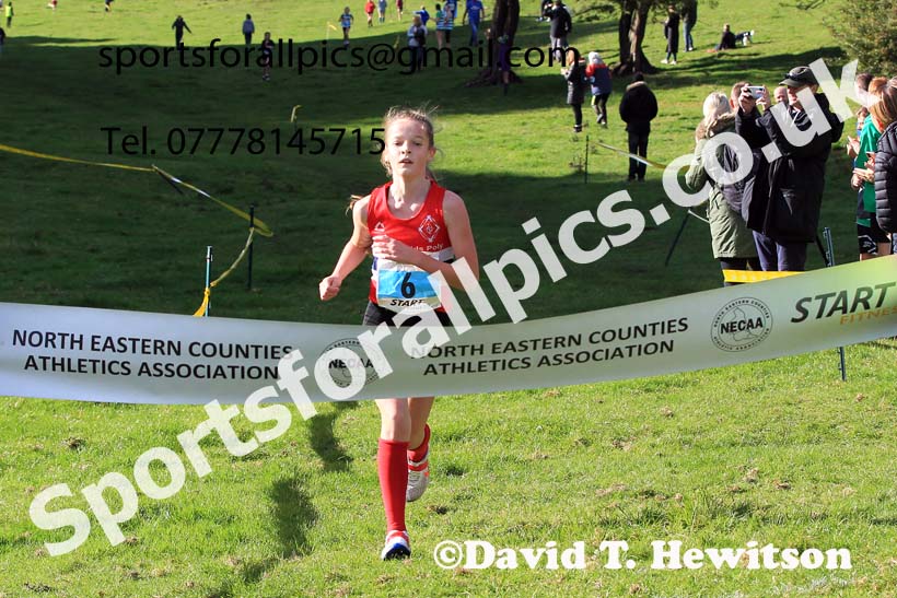 Girls under-13s, 2022 NECAA Cross Country Relays, Thornley Hall Farm, Peterlee, County Durham, October 15th. Photo: David T. Hewitson/Sports for All Pics